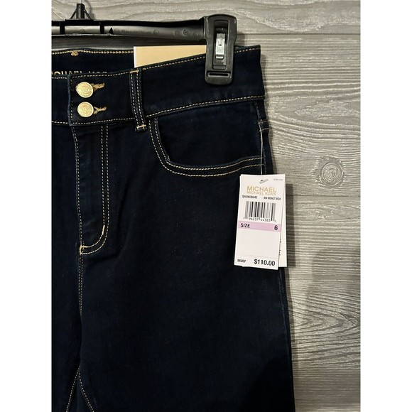 NWT Michael Kors Midnight Dark Wash Stretch Selma Bootcut Jeans - Size 6 - Picture 2 of 5